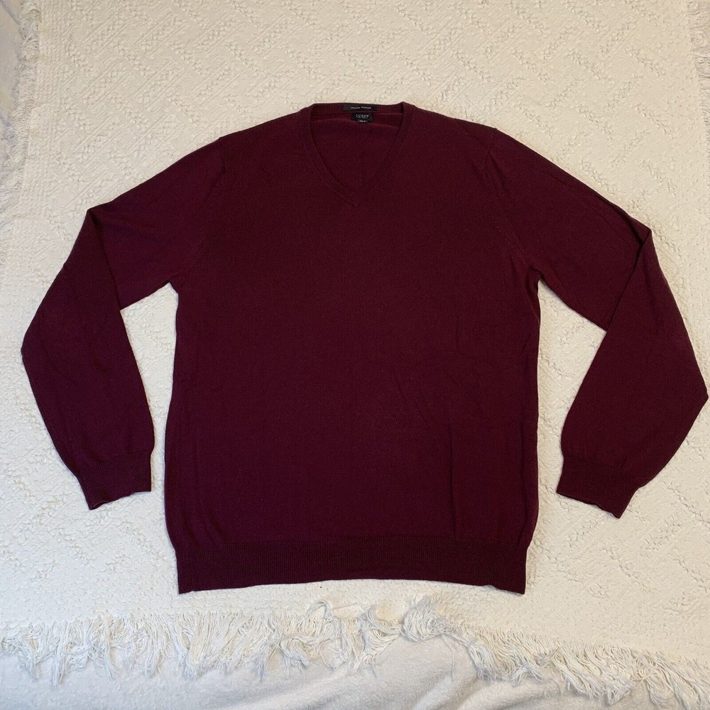 J. Crew Italian Merino Wool V-Neck Long Sleeve Maroon Sweater Men’s X Large Tall